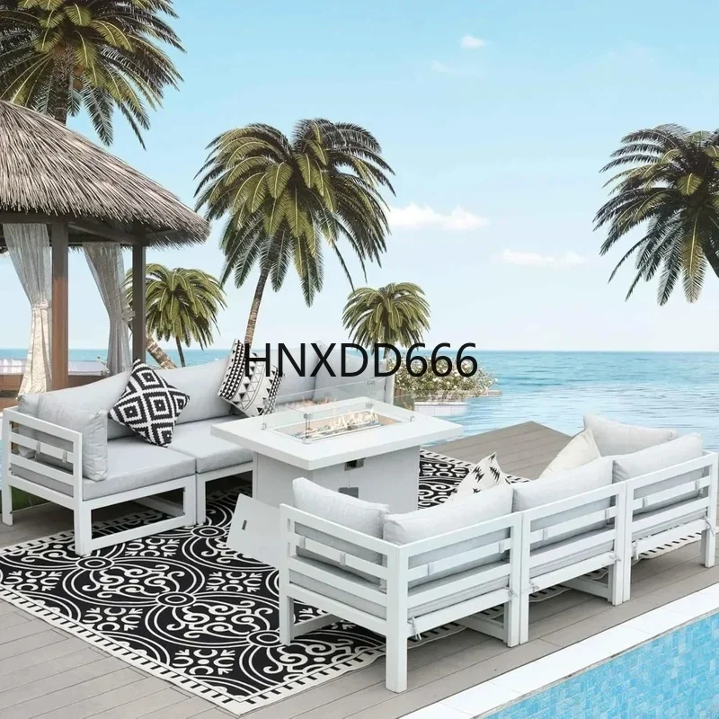 Outdoor Furniture Fire Pit Set - طقم جلوس خارجي من الألومنيوم مكون