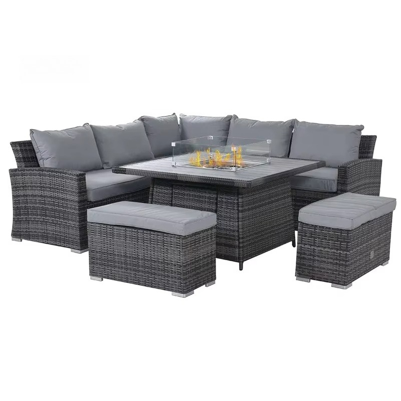 Outdoor Furniture Fire Pit Set - طقم أثاث فناء مع طاولة حفرة