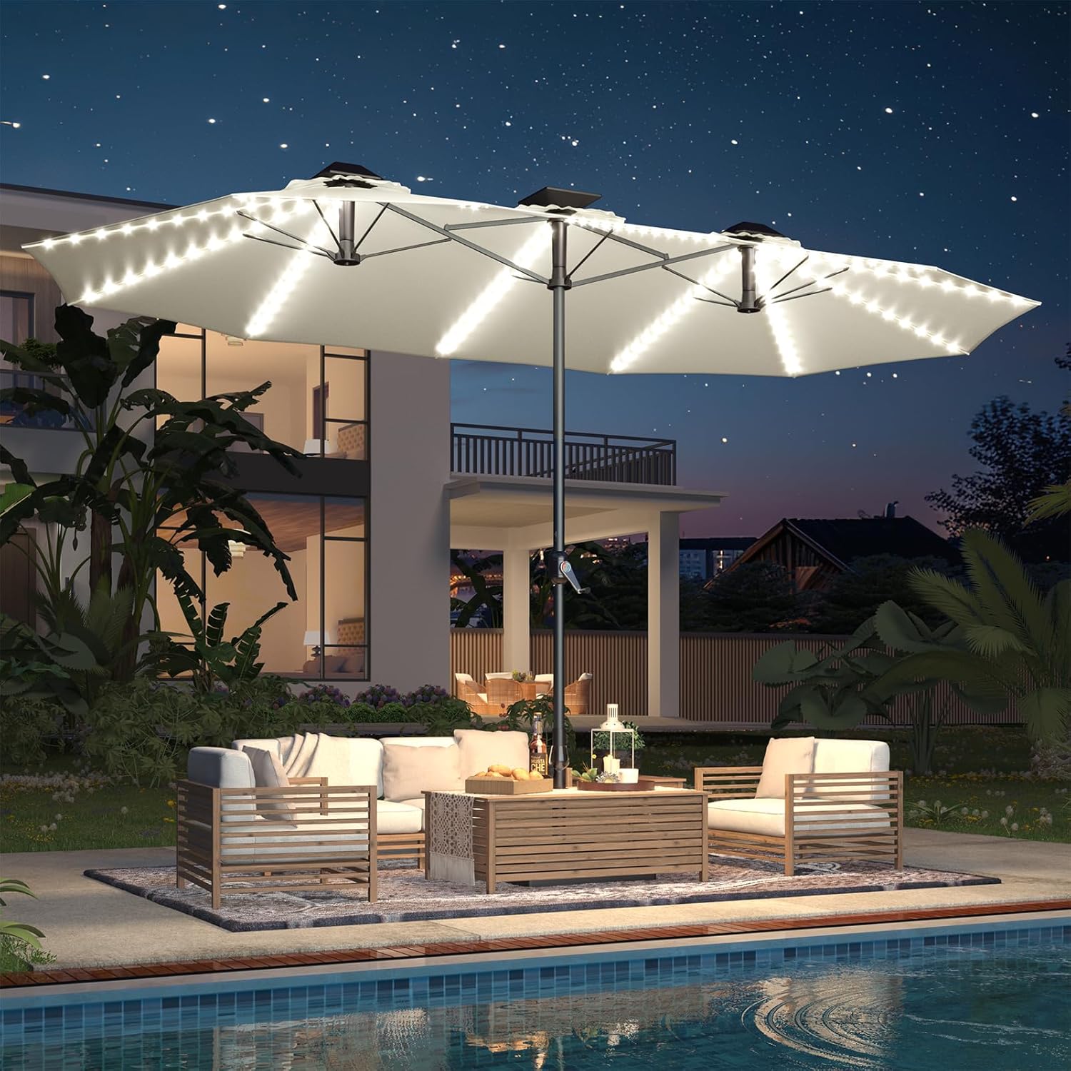 Outdoor Furniture Umbrella - مظلة فناء مستطيلة بطول 15 قدمًا