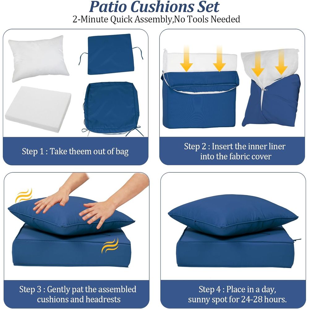 مجموعة من 4 وسائد مقاعد عميقة  - مراجعة Outdoor Furniture Replacement Fabric وسعره