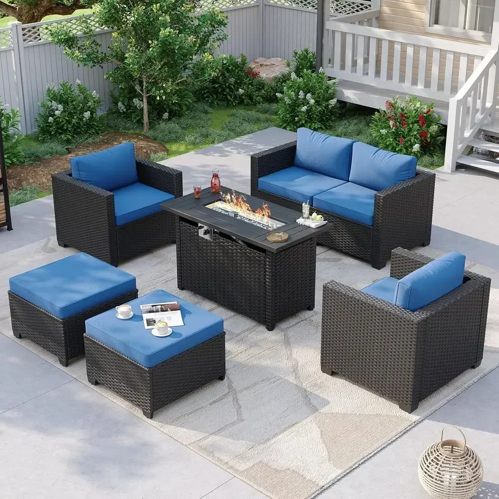 طقم أثاث خارجي لـ 6 أشخاص مع ط - مراجعة Outdoor Furniture Fire Pit Set وسعره