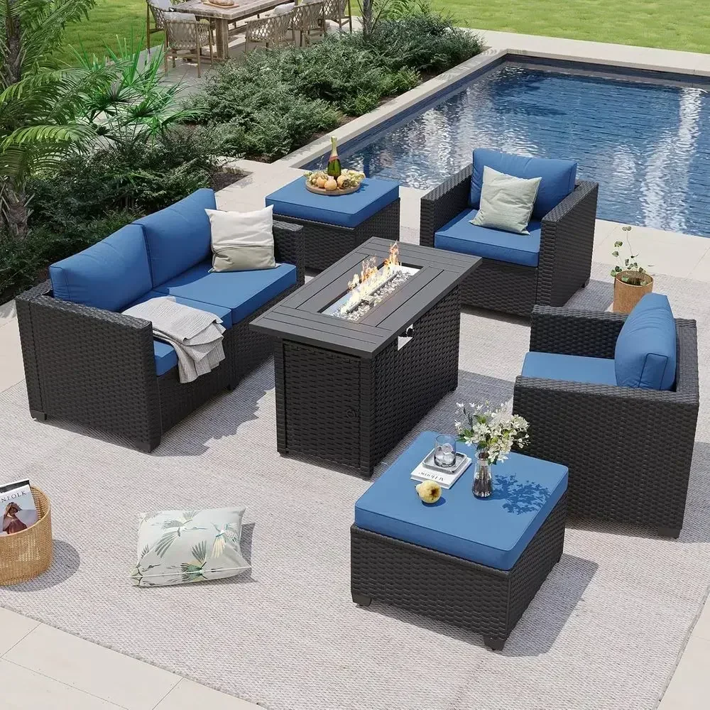 طقم أثاث خارجي لـ 6 أشخاص مع ط - مراجعة Outdoor Furniture Fire Pit Set وسعره