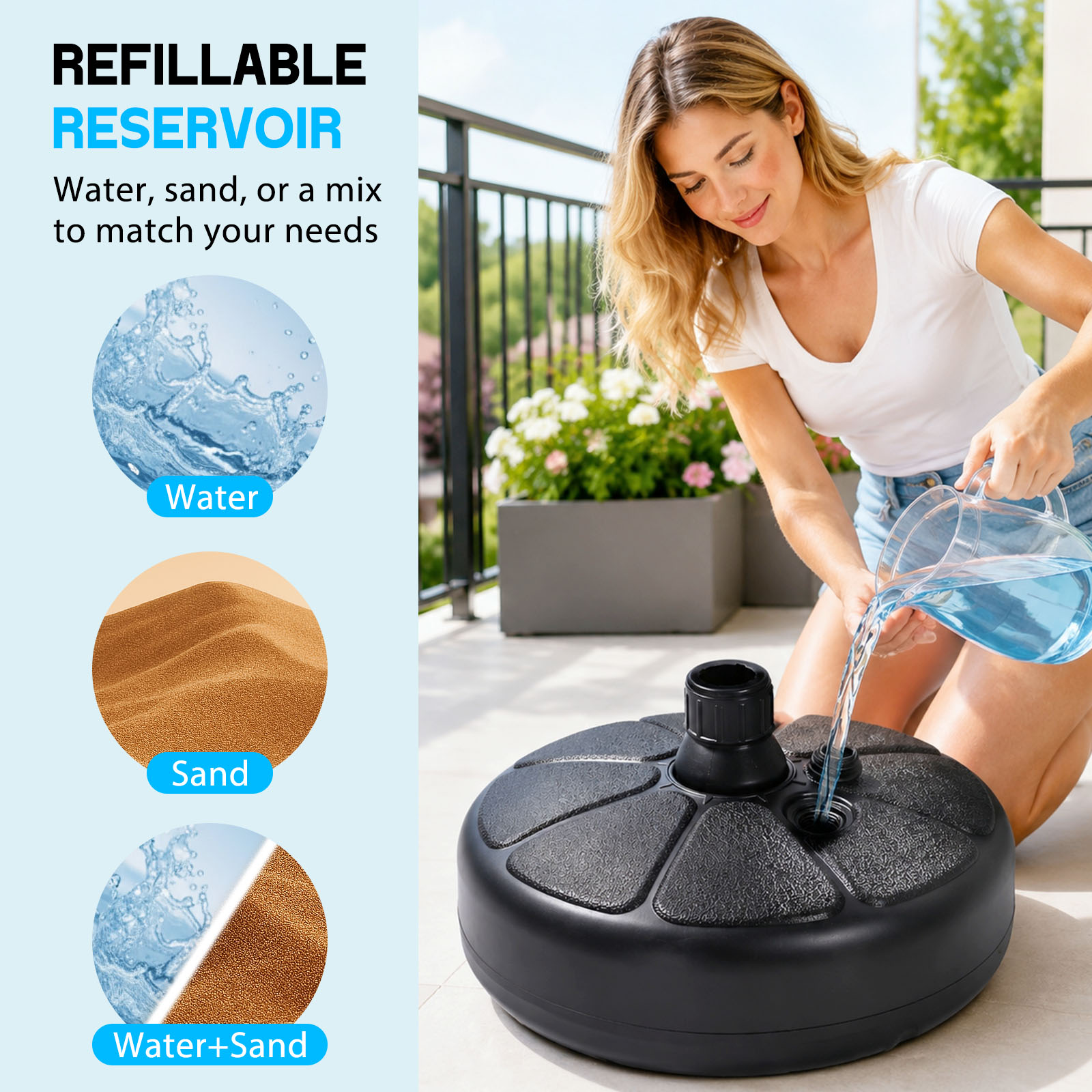 قاعدة مظلة قابلة للملء بالماء  - مراجعة Outdoor Furniture Umbrella وسعره