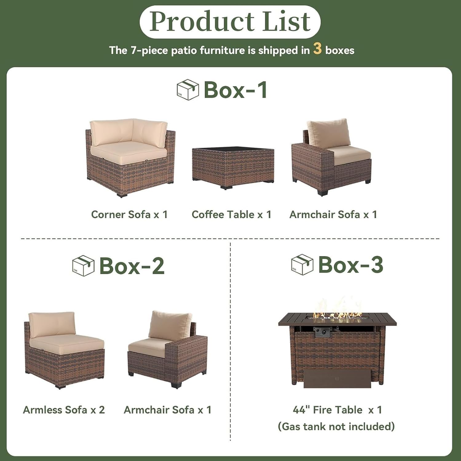 طقم أثاث فناء مكون من 7 قطع مع - مراجعة Outdoor Furniture Fire Pit Set وسعره