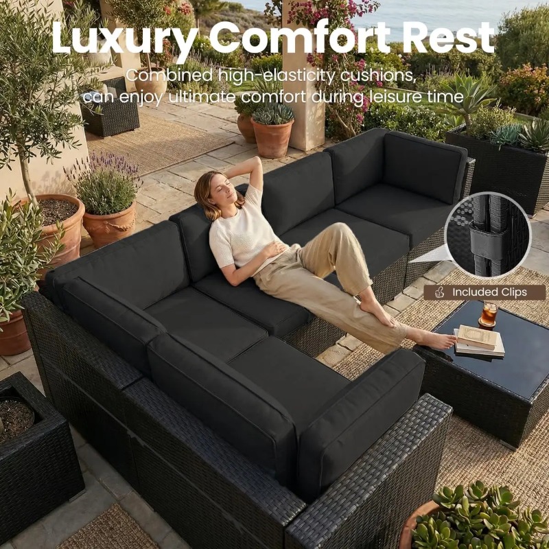 طقم أريكة من 8 قطع مصنوع من ال - مراجعة Outdoor Furniture Fire Pit Set وسعره