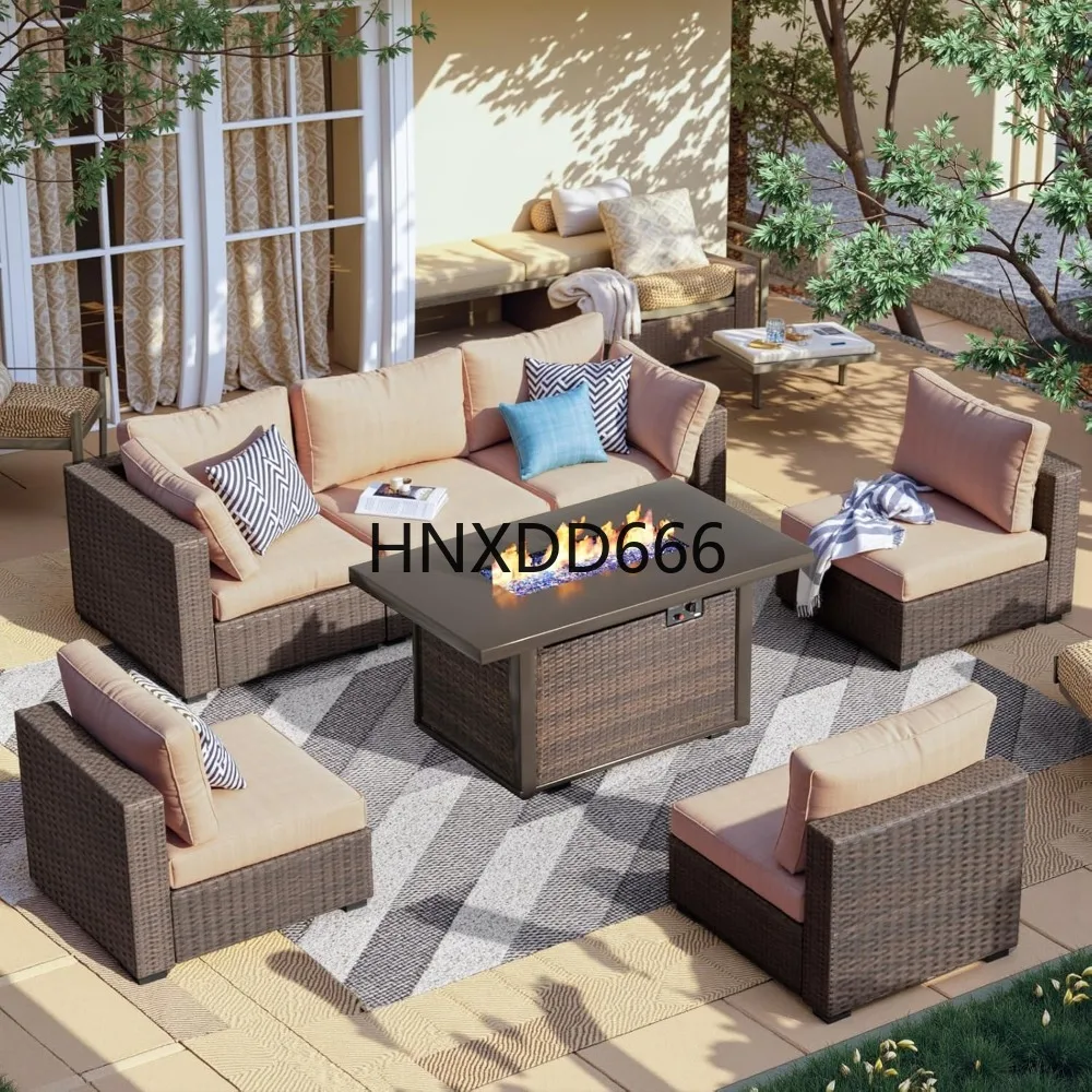 طقم أثاث فناء مكون من 7 قطع مع - مراجعة Outdoor Furniture Fire Pit Set وسعره