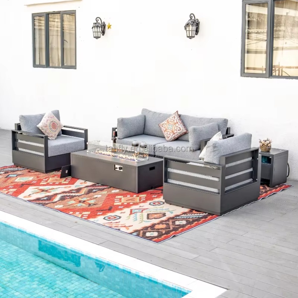 طقم أثاث خارجي للفنادق والفلل، - مراجعة Outdoor Furniture Fire Pit Set وسعره