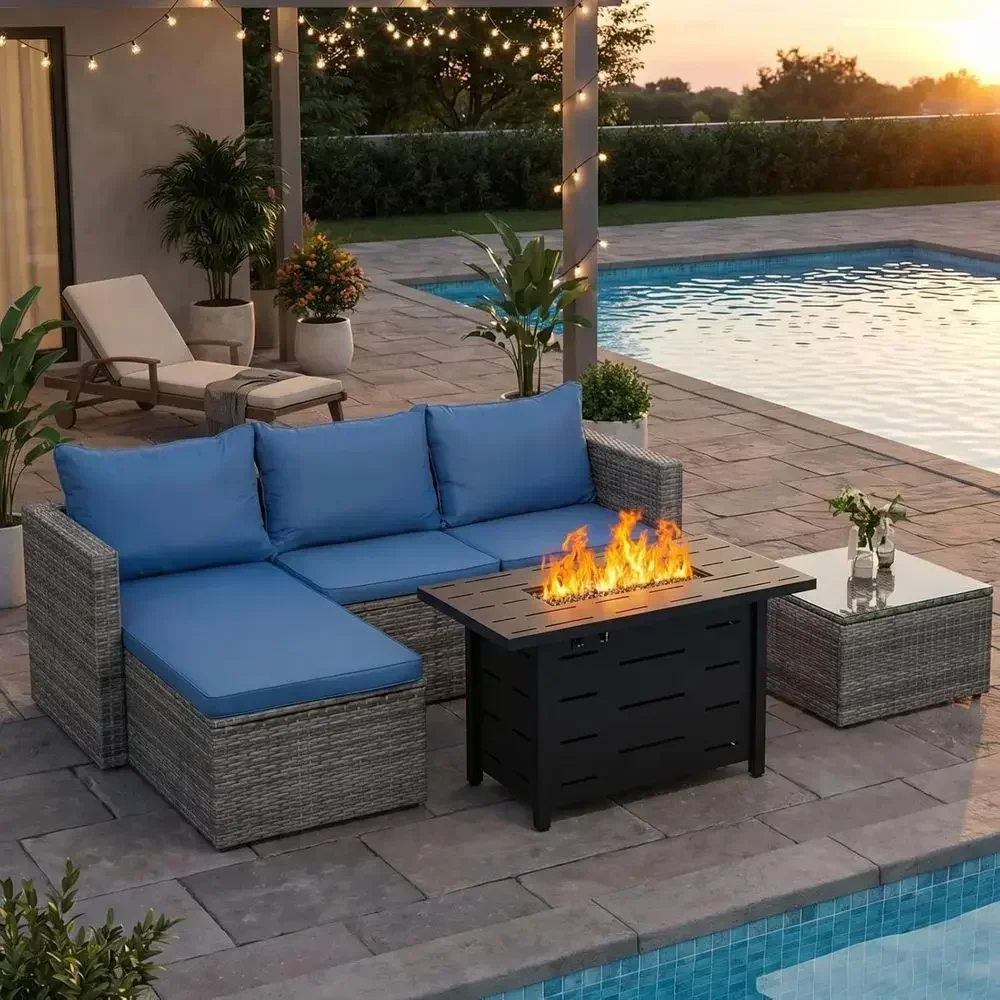 طقم أثاث خارجي من الخيزران مكو - مراجعة Outdoor Furniture Fire Pit Set وسعره